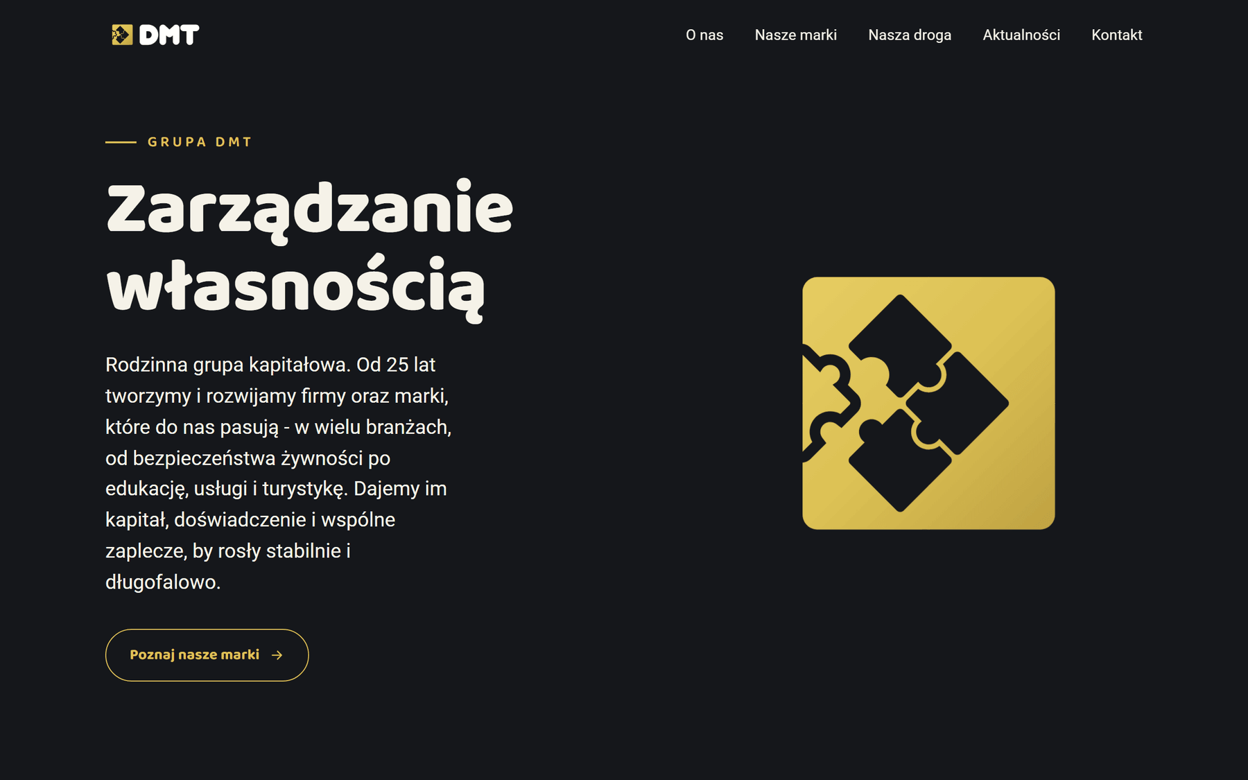 Nowa strona główna Grupy DMT - uporządkowany układ z czytelną hierarchią i wyraźnym wezwaniem do działania
